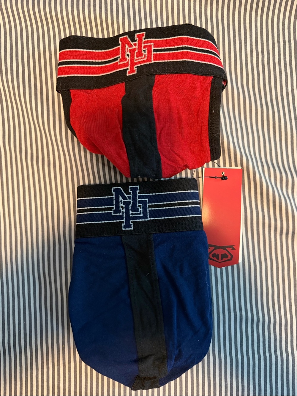 Nasty Pig Red and Blue 2 pack jocks with Black Center Panel. New XXL